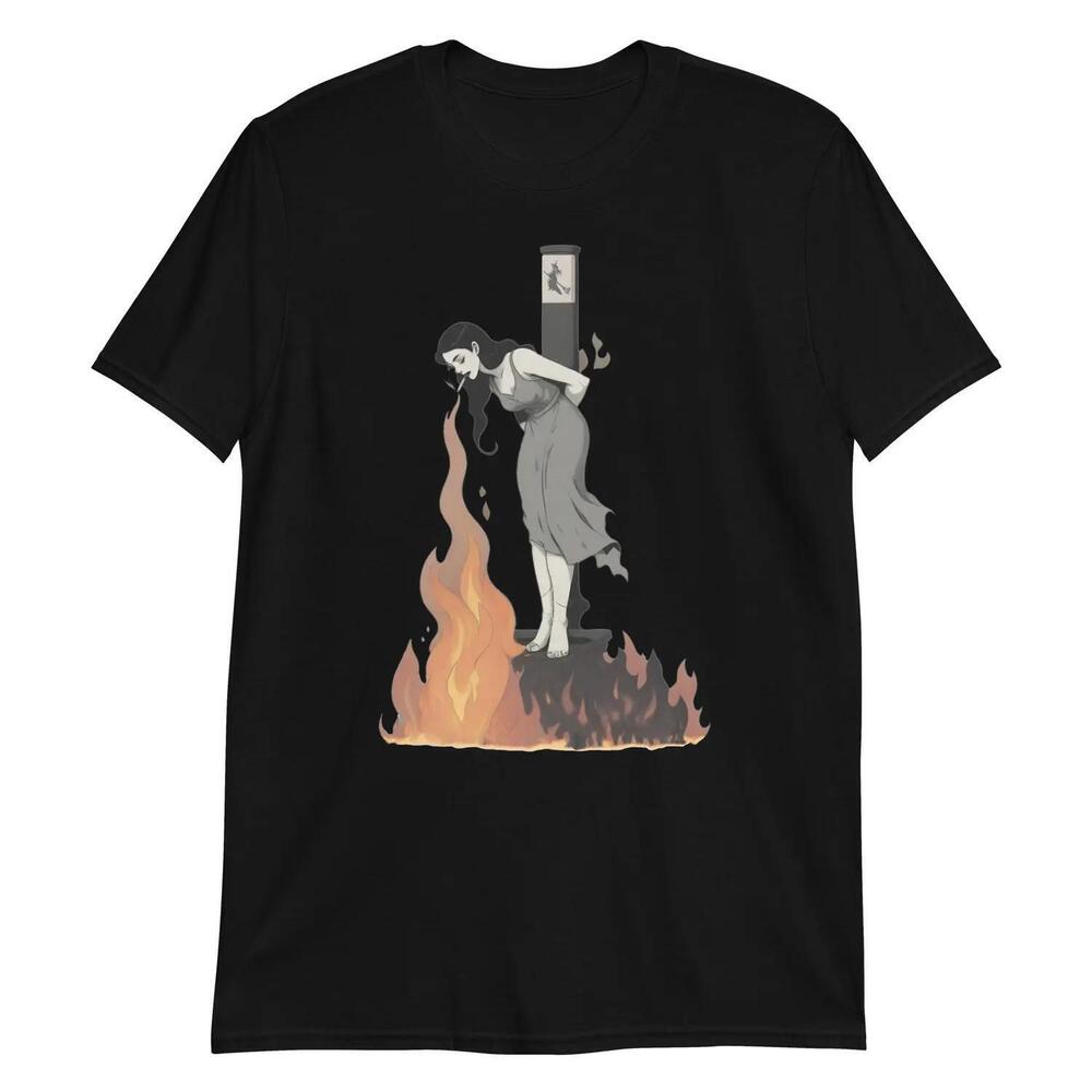 Witch Lighting Cigarette Graphic Tee  Burning At The Stake Unisex T-Shirt